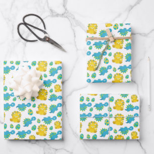 Pattern Of Dinosaurs, Cute Dinosaurs, Baby Dino Wrapping Paper Sheet