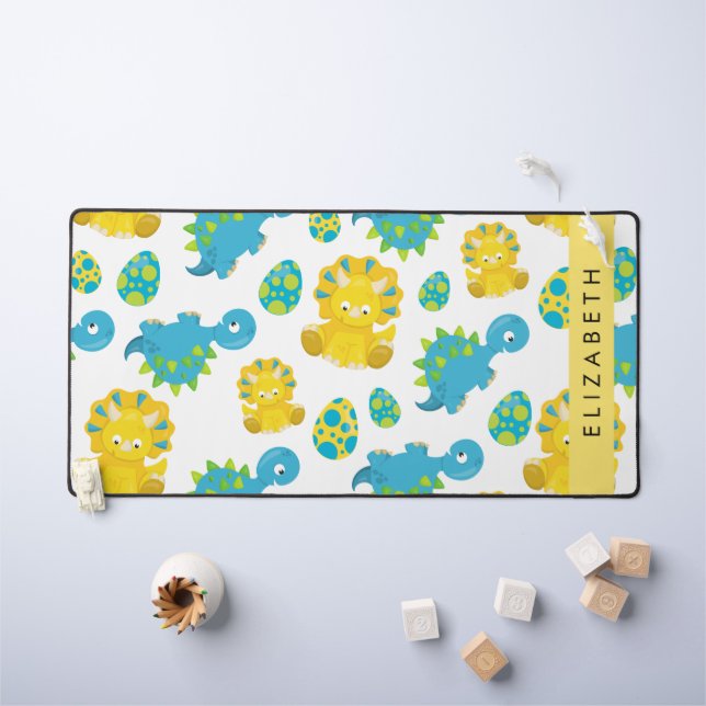 Pattern Of Dinosaurs, Cute Dinosaurs, Your Name Desk Mat (Kids Table)