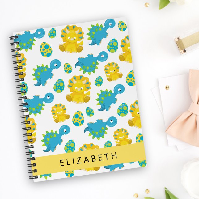 Pattern Of Dinosaurs, Cute Dinosaurs, Your Name Notebook (Creator Uploaded)