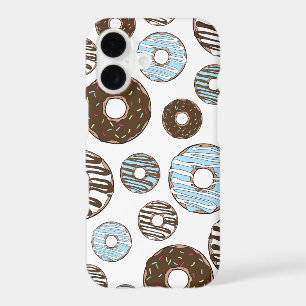 Pattern Of Doughnuts, Blue Doughnuts, Brown Doughn