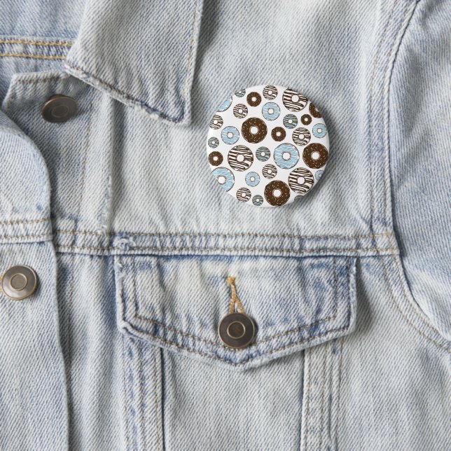 Pattern Of Doughnuts, Blue Doughnuts, Brown Doughn 6 Cm Round Badge (In Situ)