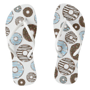 Pattern Of Doughnuts, Blue Doughnuts, Brown Doughn Jandals
