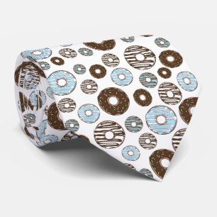 Pattern Of Doughnuts, Blue Doughnuts, Brown Doughn Tie