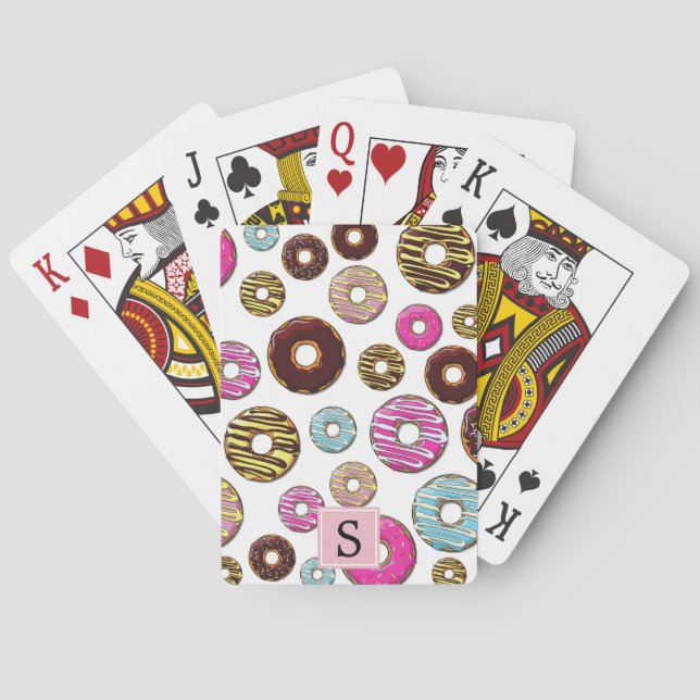 Pattern Of Doughnuts, Colourful Doughnuts, Monogra Playing Cards (Back)