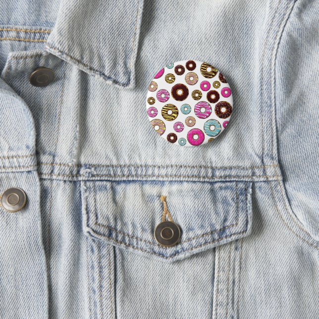 Pattern Of Doughnuts, Colourful Doughnuts, Sprinkl 6 Cm Round Badge (In Situ)