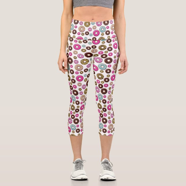 Pattern Of Doughnuts, Colourful Doughnuts, Sprinkl Capri Leggings (Front)
