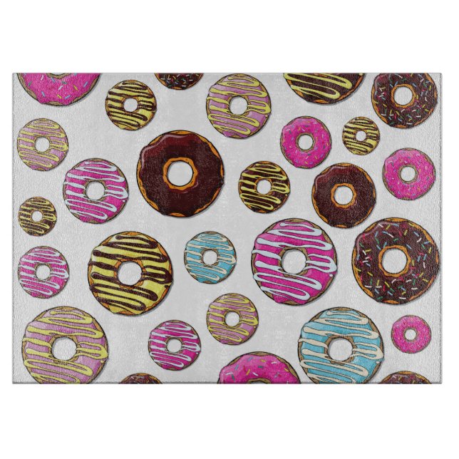 Pattern Of Doughnuts, Colourful Doughnuts, Sprinkl Cutting Board (Front)