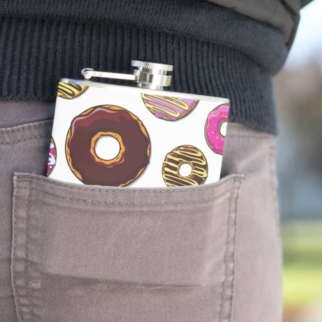 Pattern Of Doughnuts, Colourful Doughnuts, Sprinkl Hip Flask (In Situ)