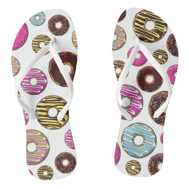 Pattern Of Doughnuts, Colourful Doughnuts, Sprinkl Jandals (Footbed)