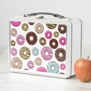 Pattern Of Doughnuts, Colourful Doughnuts, Sprinkl Metal Lunch Box