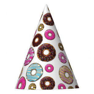 Pattern Of Doughnuts, Colourful Doughnuts, Sprinkl Party Hat