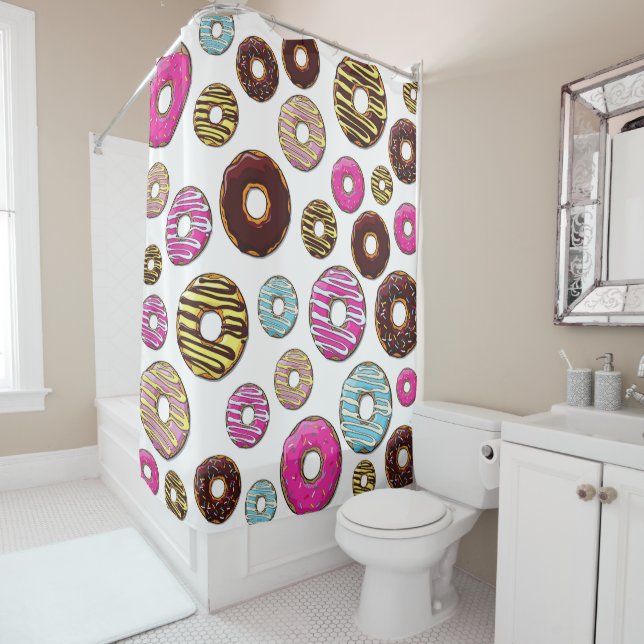 Pattern Of Doughnuts, Colourful Doughnuts, Sprinkl Shower Curtain (In Situ)