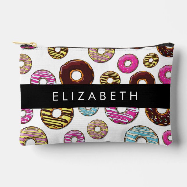 Pattern Of Doughnuts, Colourful Doughnuts, Your Na Accessory Pouch (Front)