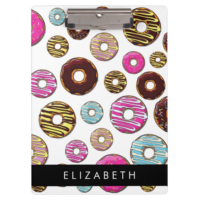 Pattern Of Doughnuts, Colourful Doughnuts, Your Na Clipboard (Front)