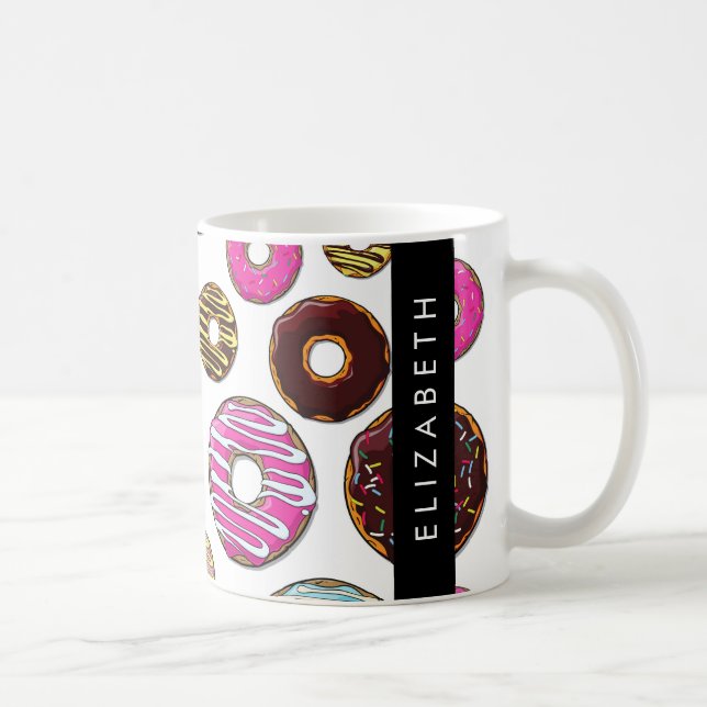 Pattern Of Doughnuts, Colourful Doughnuts, Your Na Coffee Mug (Right)