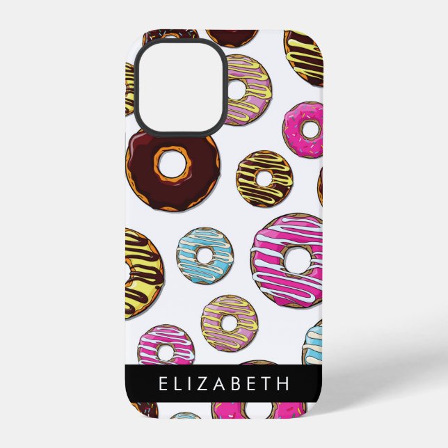 Pattern Of Doughnuts, Colourful Doughnuts, Your Na iPhone Case (Back)