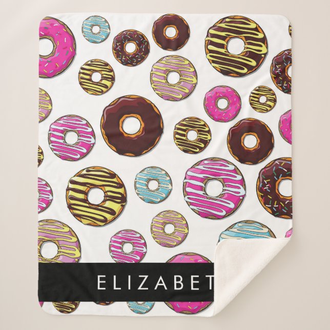 Pattern Of Doughnuts, Colourful Doughnuts, Your Na Sherpa Blanket (Front)
