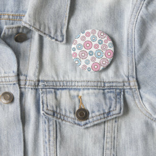 Pattern Of Doughnuts, Pink Doughnuts, Blue Doughnu 6 Cm Round Badge