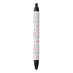 Pattern Of Doughnuts, Pink Doughnuts, Blue Doughnu Black Ink Pen