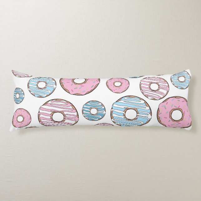 Pattern Of Doughnuts, Pink Doughnuts, Blue Doughnu Body Cushion (Front)