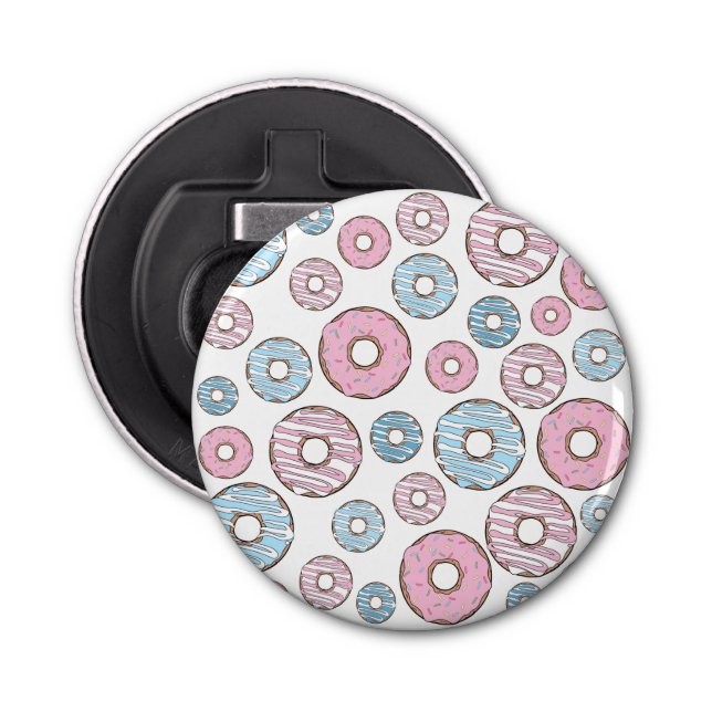 Pattern Of Doughnuts, Pink Doughnuts, Blue Doughnu Bottle Opener (Front)