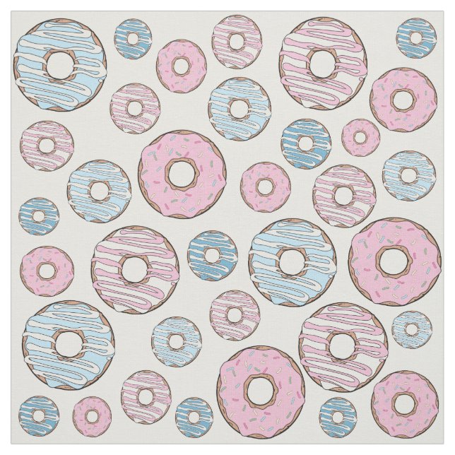 Pattern Of Doughnuts, Pink Doughnuts, Blue Doughnu Fabric (Swatch)