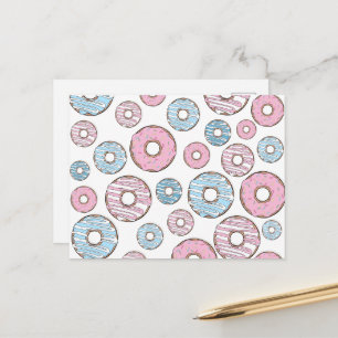 Pattern Of Doughnuts, Pink Doughnuts, Blue Doughnu Postcard