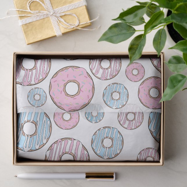 Pattern Of Doughnuts, Pink Doughnuts, Blue Doughnu Tissue Paper (Gift)