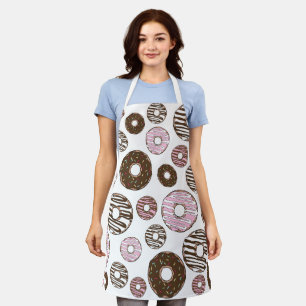 Pattern Of Doughnuts, Pink Doughnuts, Brown Doughn Apron