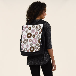 Pattern Of Doughnuts, Pink Doughnuts, Brown Doughn Backpack