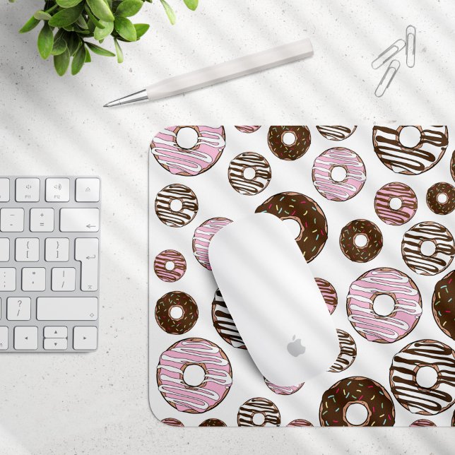 Pattern Of Doughnuts, Pink Doughnuts, Brown Doughn Mouse Pad (Creator Uploaded)