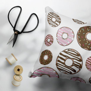 Pattern Of Doughnuts, Pink Doughnuts, Brown Doughn Pillowcase