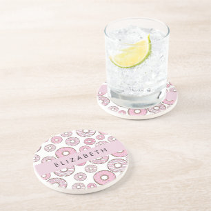 Pattern Of Doughnuts, Pink Doughnuts, Icing, Your  Coaster