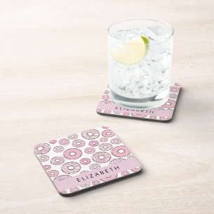 Pattern Of Doughnuts, Pink Doughnuts, Icing, Your  Coaster