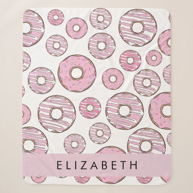 Pattern Of Doughnuts, Pink Doughnuts, Icing, Your  Sherpa Blanket (Front)