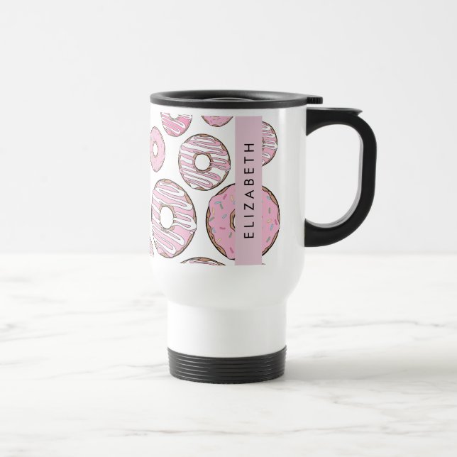 Pattern Of Doughnuts, Pink Doughnuts, Icing, Your  Travel Mug (Right)