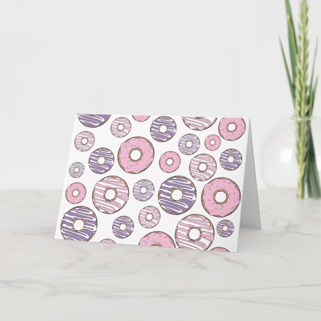 Pattern Of Doughnuts, Pink Doughnuts, Purple Dough Card (Front)