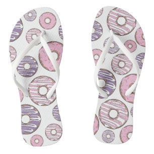 Pattern Of Doughnuts, Pink Doughnuts, Purple Dough Jandals