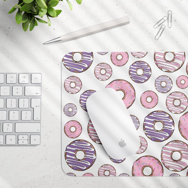 Pattern Of Doughnuts, Pink Doughnuts, Purple Dough Mouse Pad (Creator Uploaded)