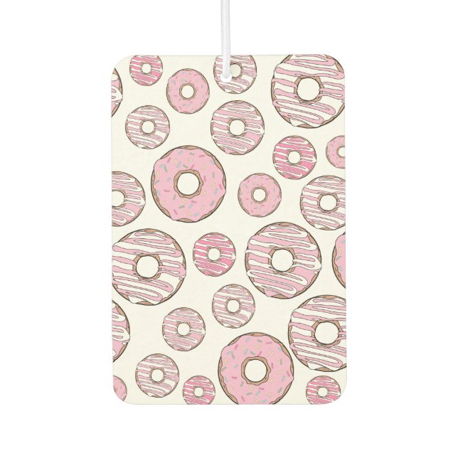 Pattern Of Doughnuts, Pink Doughnuts, Sprinkles Car Air Freshener (Front)