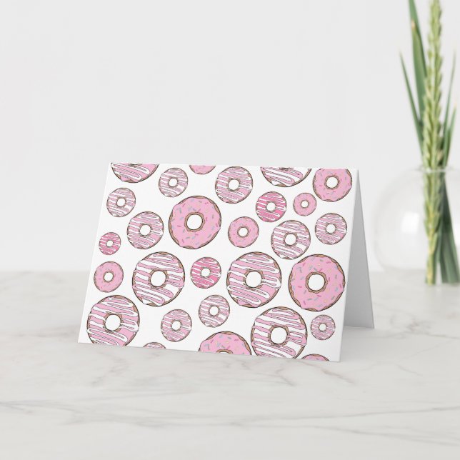 Pattern Of Doughnuts, Pink Doughnuts, Sprinkles Card (Front)