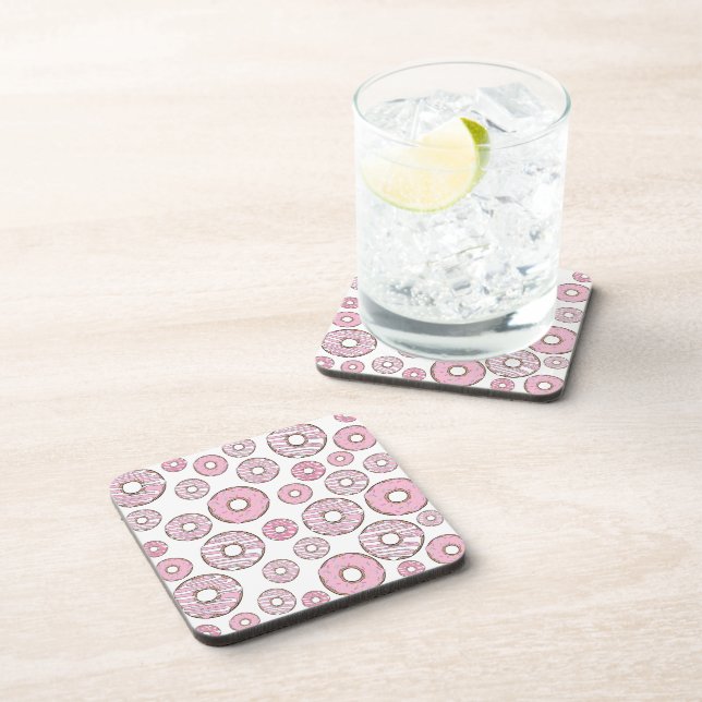 Pattern Of Doughnuts, Pink Doughnuts, Sprinkles Coaster (Right Side)
