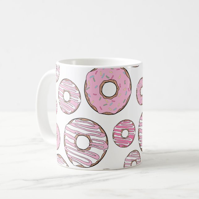 Pattern Of Doughnuts, Pink Doughnuts, Sprinkles  Coffee Mug (Front Left)