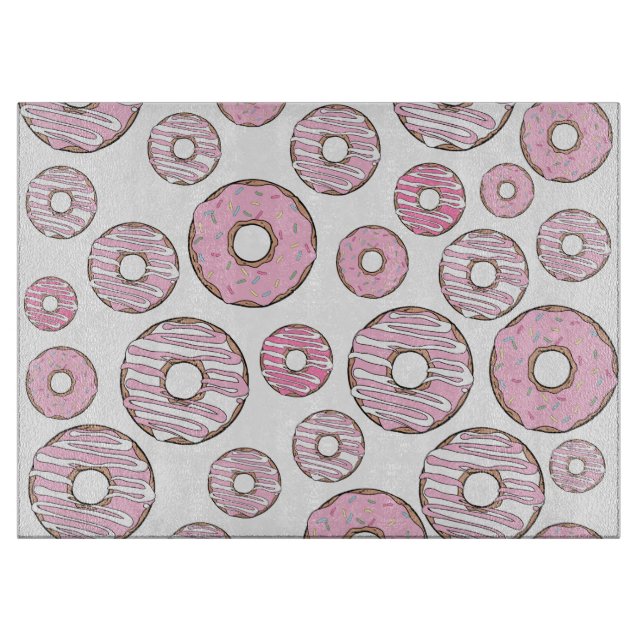Pattern Of Doughnuts, Pink Doughnuts, Sprinkles Cutting Board (Front)