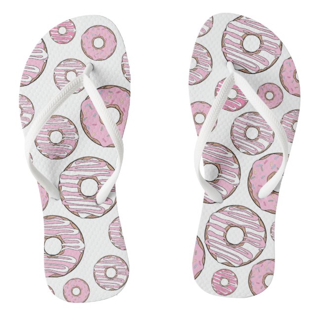 Pattern Of Doughnuts, Pink Doughnuts, Sprinkles Jandals (Footbed)