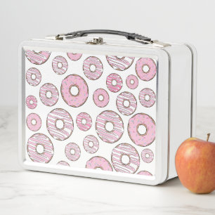 Pattern Of Doughnuts, Pink Doughnuts, Sprinkles Metal Lunch Box