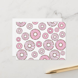 Pattern Of Doughnuts, Pink Doughnuts, Sprinkles Postcard