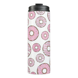 Pattern Of Doughnuts, Pink Doughnuts, Sprinkles Thermal Tumbler