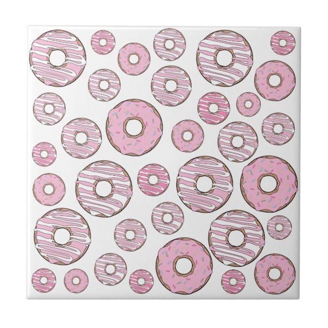 Pattern Of Doughnuts, Pink Doughnuts, Sprinkles Tile (Front)