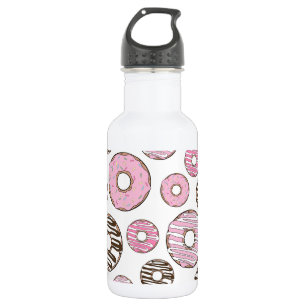 Pattern Of Doughnuts, Pink Doughnuts, White Doughn 532 Ml Water Bottle